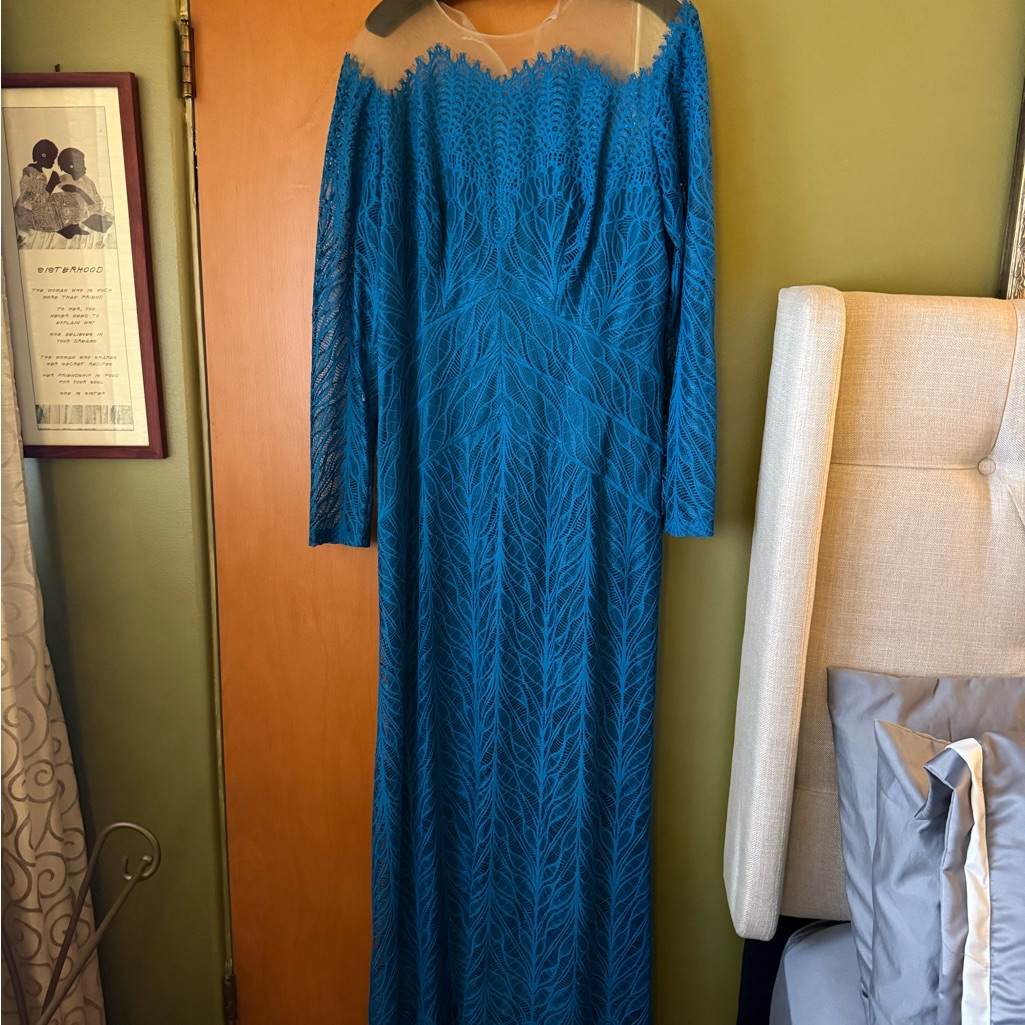 Tadashi Shoji Teal Long Sleeve Lace Dress